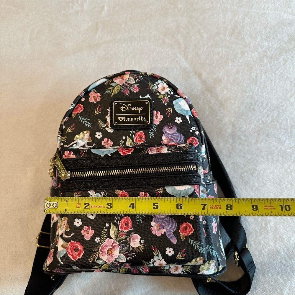 Loungefly Disney Alice in Wonderland Black Floral Backpack RARE - Picture 7 of 9